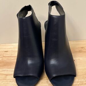 H by Halston Navy Peep-Toe Ankle Booties